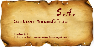 Simtion Annamária névjegykártya